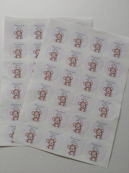 Brown Beige Neutral Teddy Bear Baby Shower, 1st Birthday Stickers | Sticker Sheet | Baby Shower, 1st Birthday Party Stickers