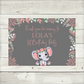 Rectangle Stickers | Party Stickers | Coral Pink Elephant Baby Shower, Birthday Stickers | Party Bag Stickers
