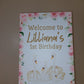 Premium Swan Welcome Board Sign | Personalised Swan  Birthday Board | Birthday Party Sign | Party Décor | Pink Swan Party Theme | A4, A3, A2