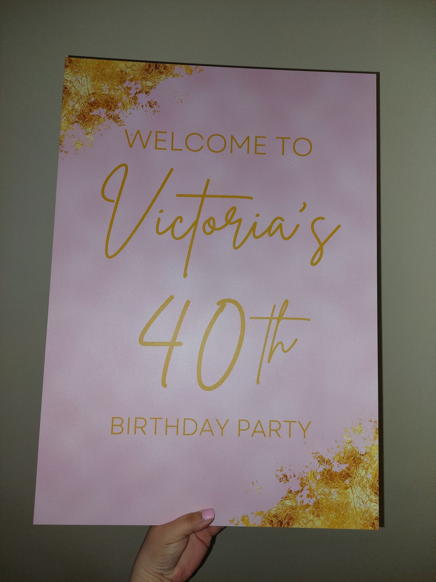 Baby Pink & Gold Welcome Board Sign | Personalised Birthday Board | Birthday Party Sign | A4, A3, A2