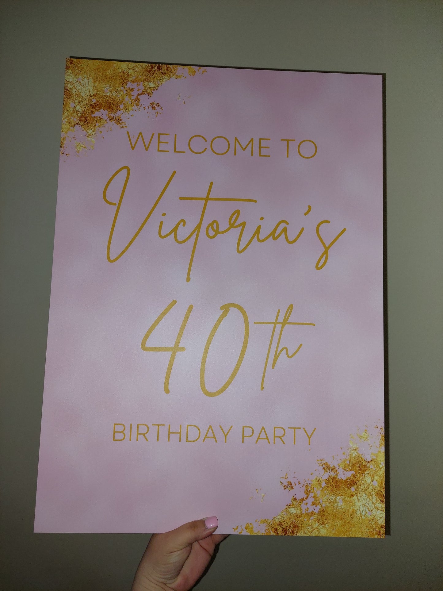 Baby Pink & Gold Welcome Board Sign | Personalised Birthday Board | Birthday Party Sign | A4, A3, A2