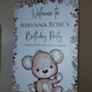 Brown Beige Neutral Teddy Bear Welcome Board Sign | Personalised Baby Shower, Birthday Party Board | Party Sign | A4, A3, A2