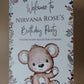 Brown Beige Neutral Teddy Bear Welcome Board Sign | Personalised Baby Shower, Birthday Party Board | Party Sign | A4, A3, A2