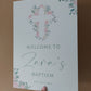 Christening, Baptism, Holy Communion Welcome Board Sign | Personalised Party Board | Pink Green Floral Party Sign | A4, A3, A2