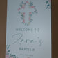 Christening, Baptism, Holy Communion Welcome Board Sign | Personalised Party Board | Pink Green Floral Party Sign | A4, A3, A2