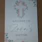 Christening, Baptism, Holy Communion Welcome Board Sign | Personalised Party Board | Pink Green Floral Party Sign | A4, A3, A2