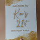 White & Gold Welcome Board Sign | Personalised Birthday Board | Birthday Party Sign | A4, A3, A2