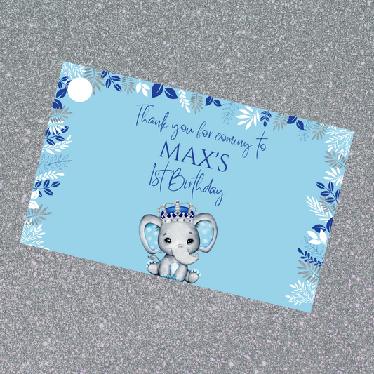 Gift Tags | Blue Elephant Crown Gift Tags | Party Tags | Party Gift Tags | Blue Elephant Crown Party