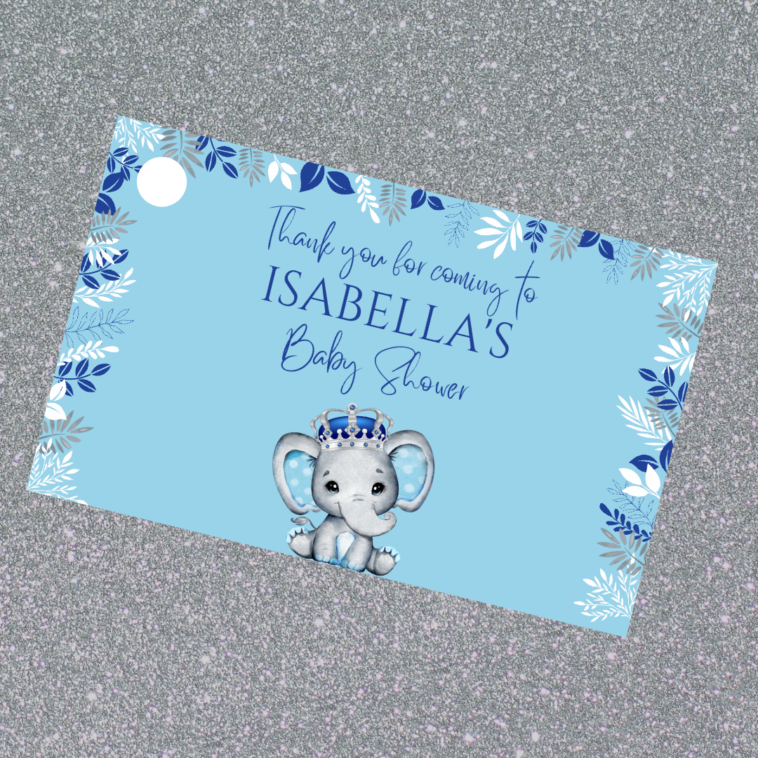 Gift Tags | Blue Elephant Crown Gift Tags | Party Tags | Party Gift Tags | Blue Elephant Crown Party