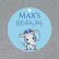 Blue Elephant Crown Gift Tags | Baby Shower, Birthday Gift Tags | Circle Gift Tags