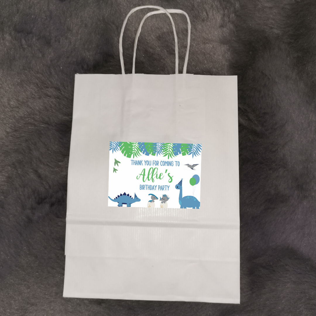 Rectangle Stickers | Party Stickers | Dinosaur Birthday Party Stickers | Party Bag Stickers