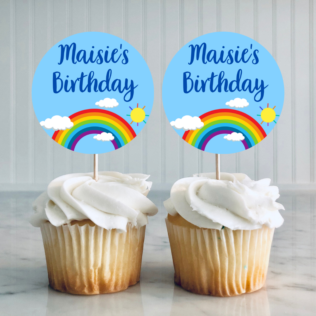 Rainbow Cupcake Toppers | Birthday Cupcake Toppers | Rainbow Party Decorations