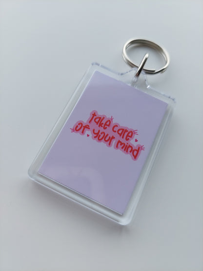 Keyring Gift | Take Care Of Your Mind | Positive Quote Keyring | Positive Reminder Gift