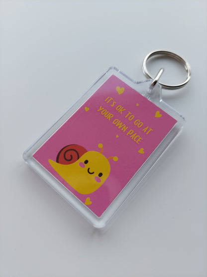 Keyring Gift | It's OK To Go At Your Own Pace | Positive Quote Keyring | Positive Reminder Gift