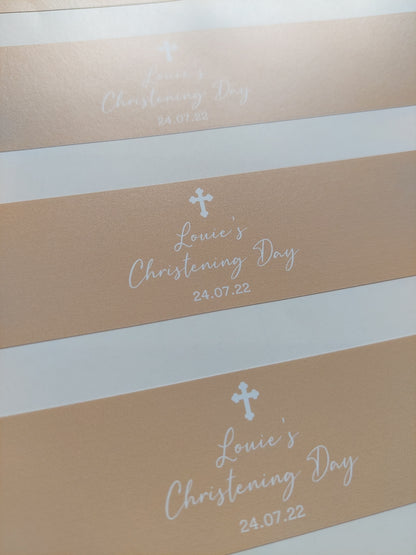 Juice Bottle Labels | Beige Neutral Christening, Baptism, Birthday Party Labels | Water Bottle Stickers | Party Stickers