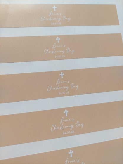 Juice Bottle Labels | Beige Neutral Christening, Baptism, Birthday Party Labels | Water Bottle Stickers | Party Stickers