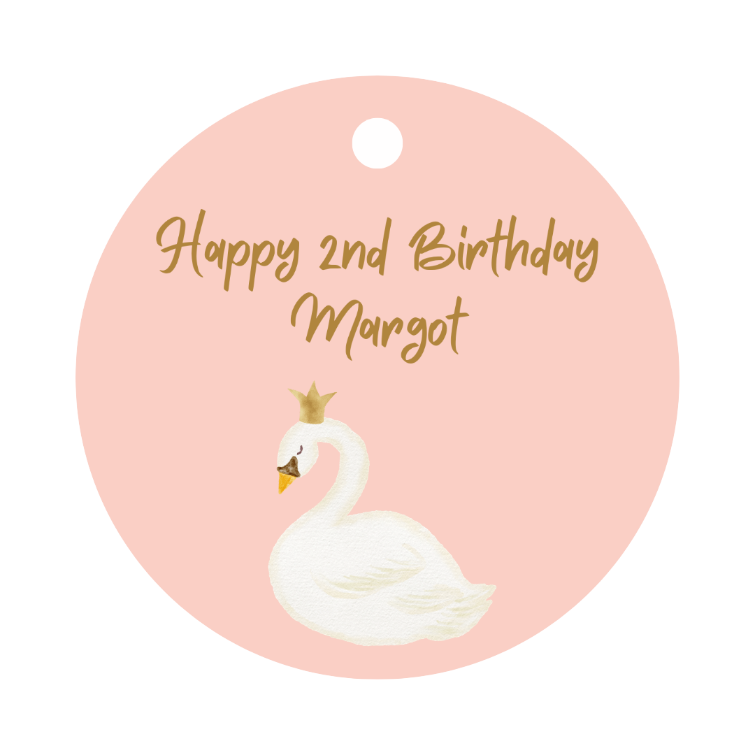 Swan Party Gift Tags | Swan Birthday, Baby Shower, Christening Gift Tags | Circle Gift Tags