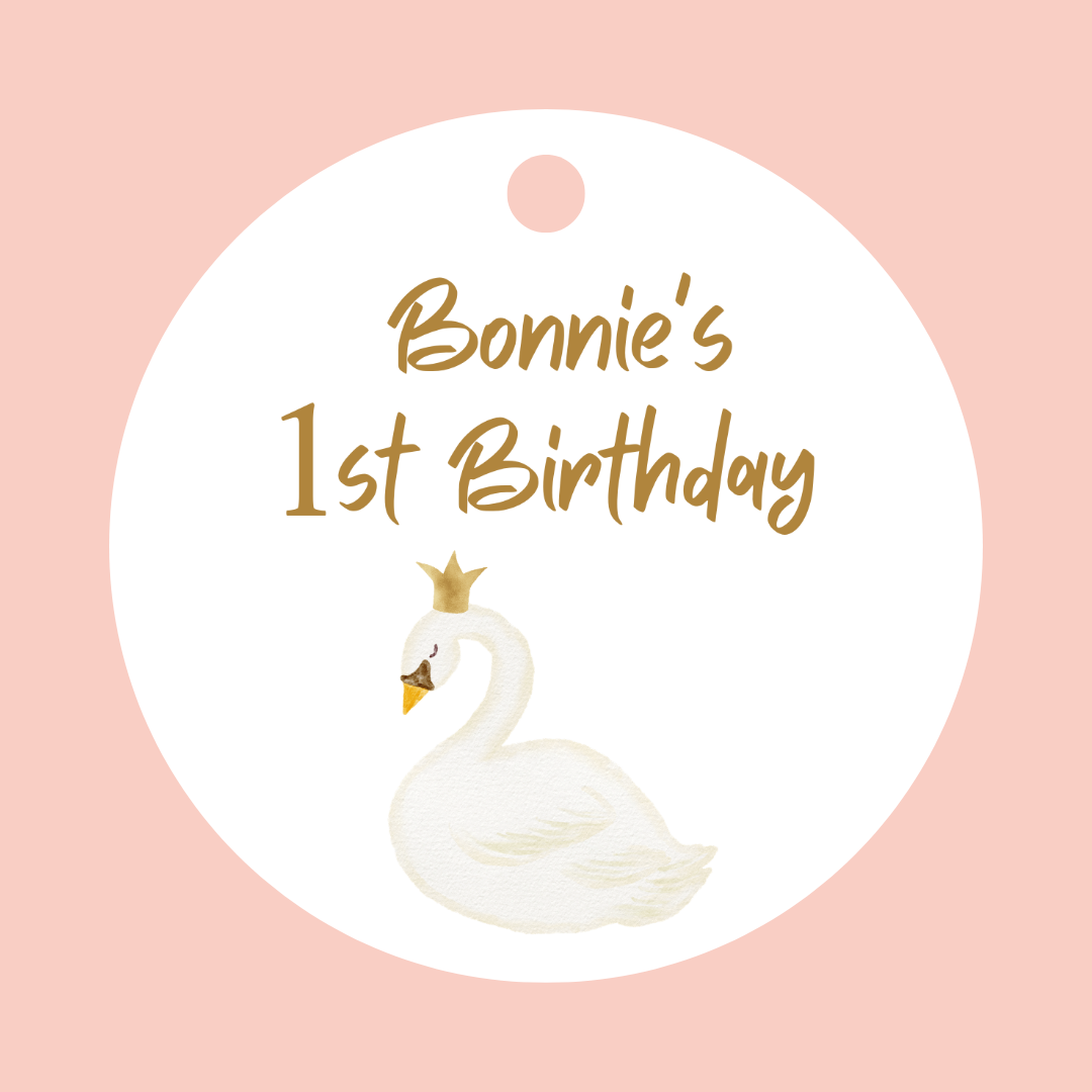 Swan Party Gift Tags | Swan Birthday, Baby Shower, Christening Gift Tags | Circle Gift Tags