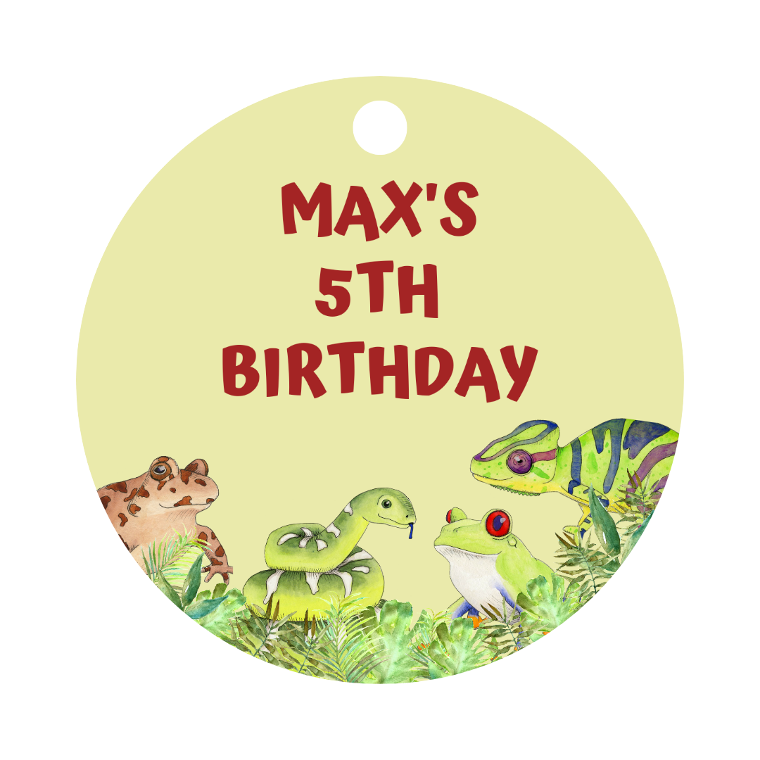 Reptile Party Gift Tags | Reptile Birthday Gift Tags | Circle Gift Tags