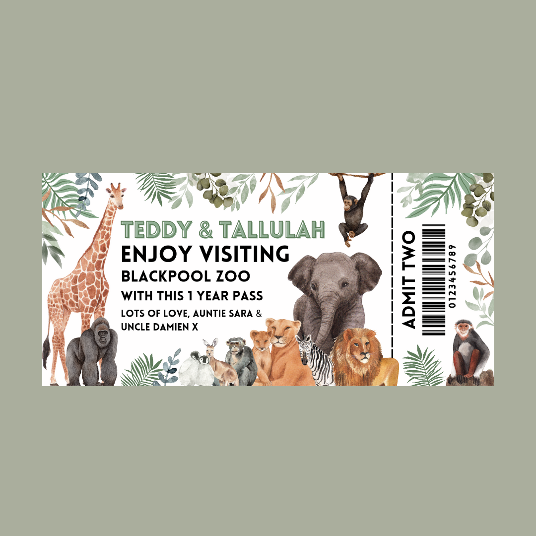 Surprise Ticket Print | Personalised Zoo Ticket Pass Voucher Membership | Gift Idea