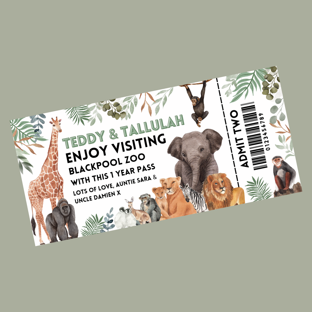 Surprise Ticket Print | Personalised Zoo Ticket Pass Voucher Membership | Gift Idea