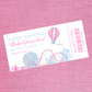 Surprise Ticket Print | Personalised Pink Theme Park Ticket Pass Voucher Membership | Gift Idea