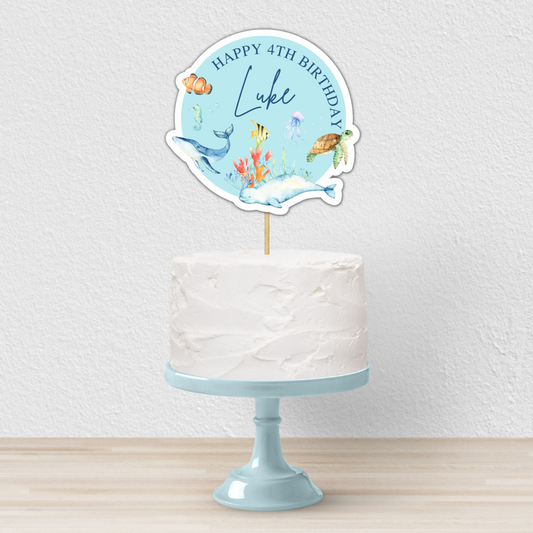 Cake Topper | Personalised Under The Sea Cake Topper | Under The Sea Party Supplies