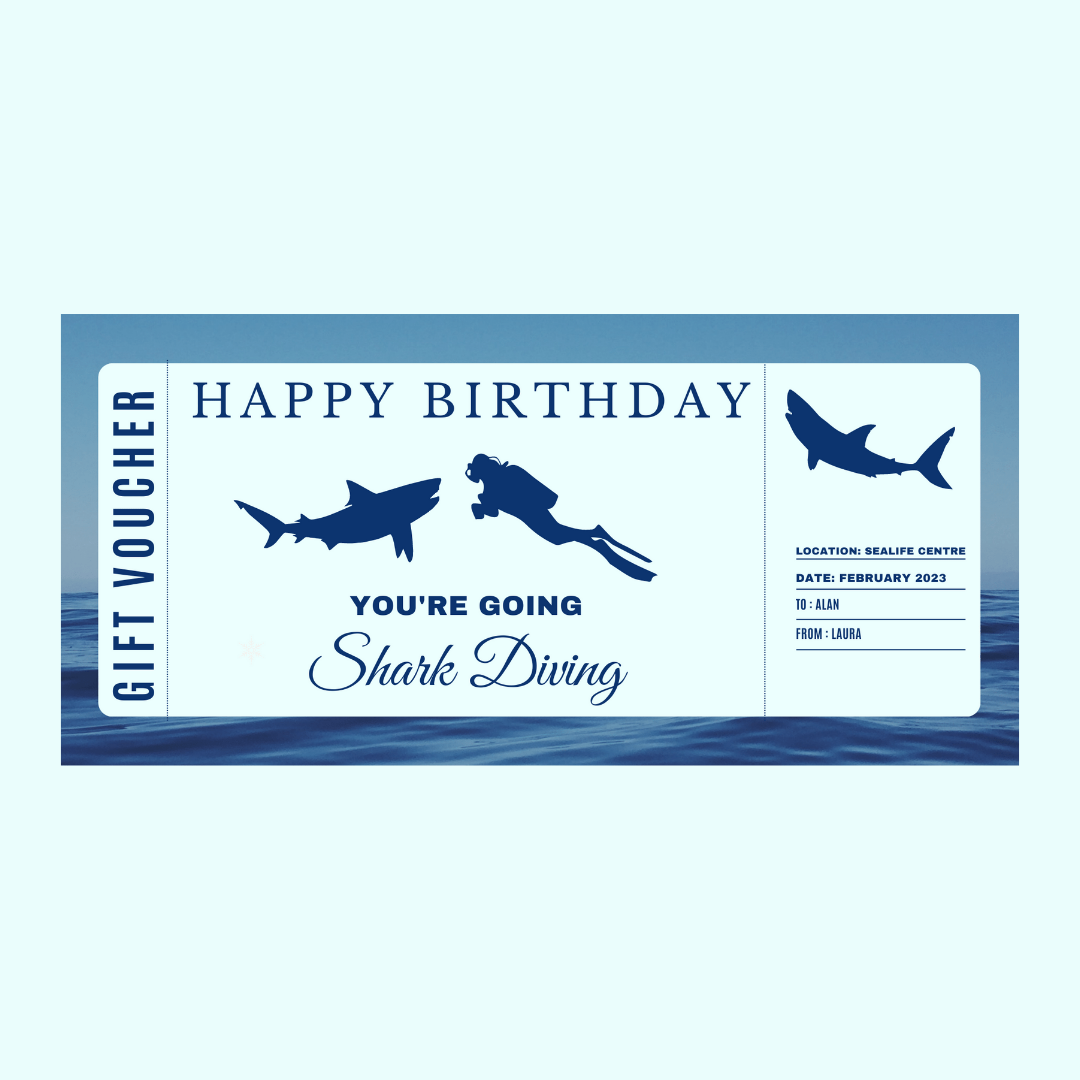 Surprise Ticket Print | Personalised Shark Diving Ticket Voucher | Gift Idea