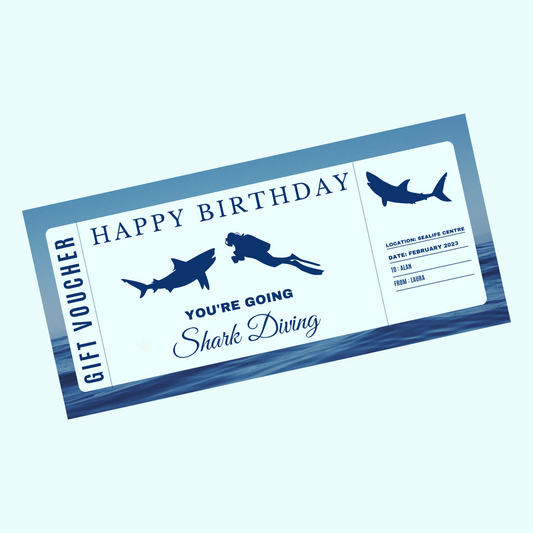 Surprise Ticket Print | Personalised Shark Diving Ticket Voucher | Gift Idea