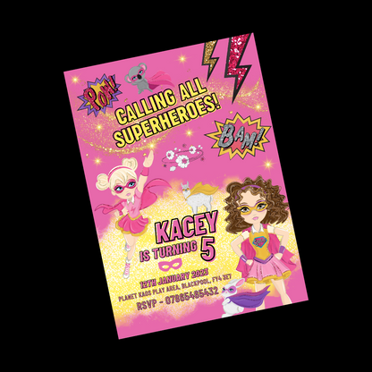 Superhero Supergirl Invitations | A6 Invites | Party Invitations | Superhero Party