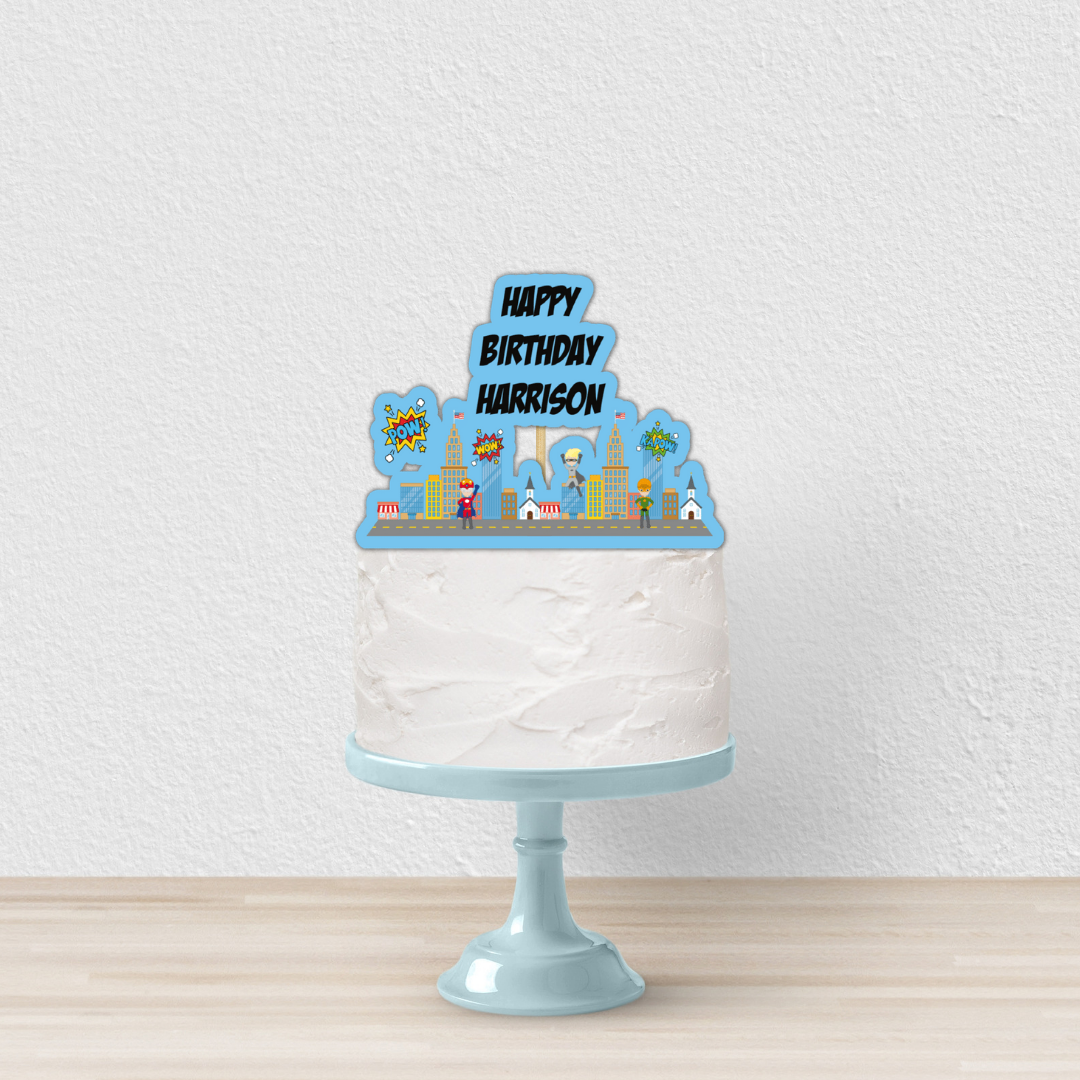 Cake Topper | Personalised Superhero Cake Topper | Superhero Party Supplies (Design 2)