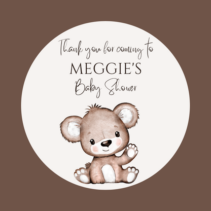 Brown Bear Neutral Gift Tags | Brown Teddy Bear Birthday Gift Tags | Circle Gift Tags