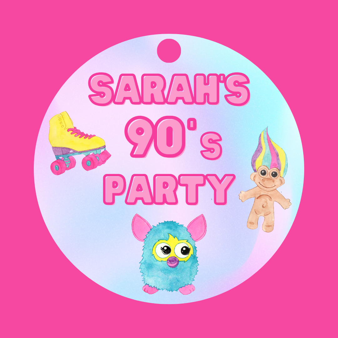 90's Theme Birthday, Hen Party Gift Tags | 90's Theme Birthday Hen Party | Circle Gift Tags