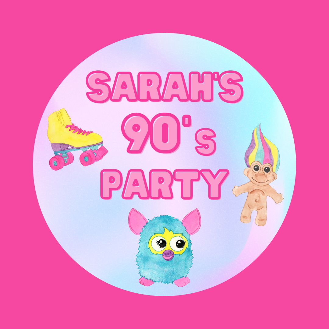 90's Theme Birthday, Hen Party Gift Tags | 90's Theme Birthday Hen Party | Circle Gift Tags