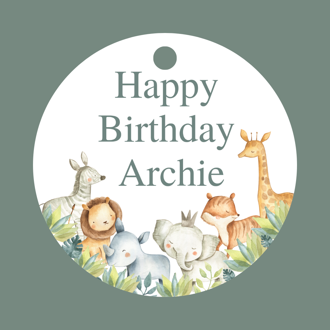 Safari Animal Gift Tags | Safari Animal Birthday Gift Tags | Circle Gift Tags