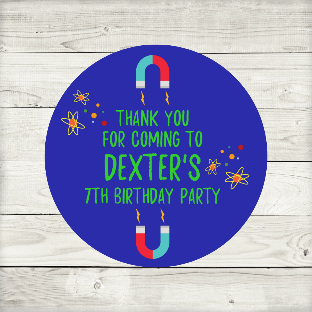 Personalised Science Party Stickers | Circle Stickers | Sticker Sheet | Party Stickers