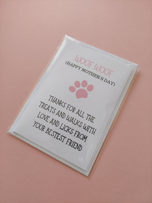 A6 Mothers Day Card | Woof Woof Card | SALE ITEM