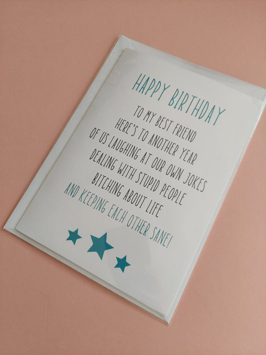 A5 Best Friend Card | Birthday Card | SALE ITEM