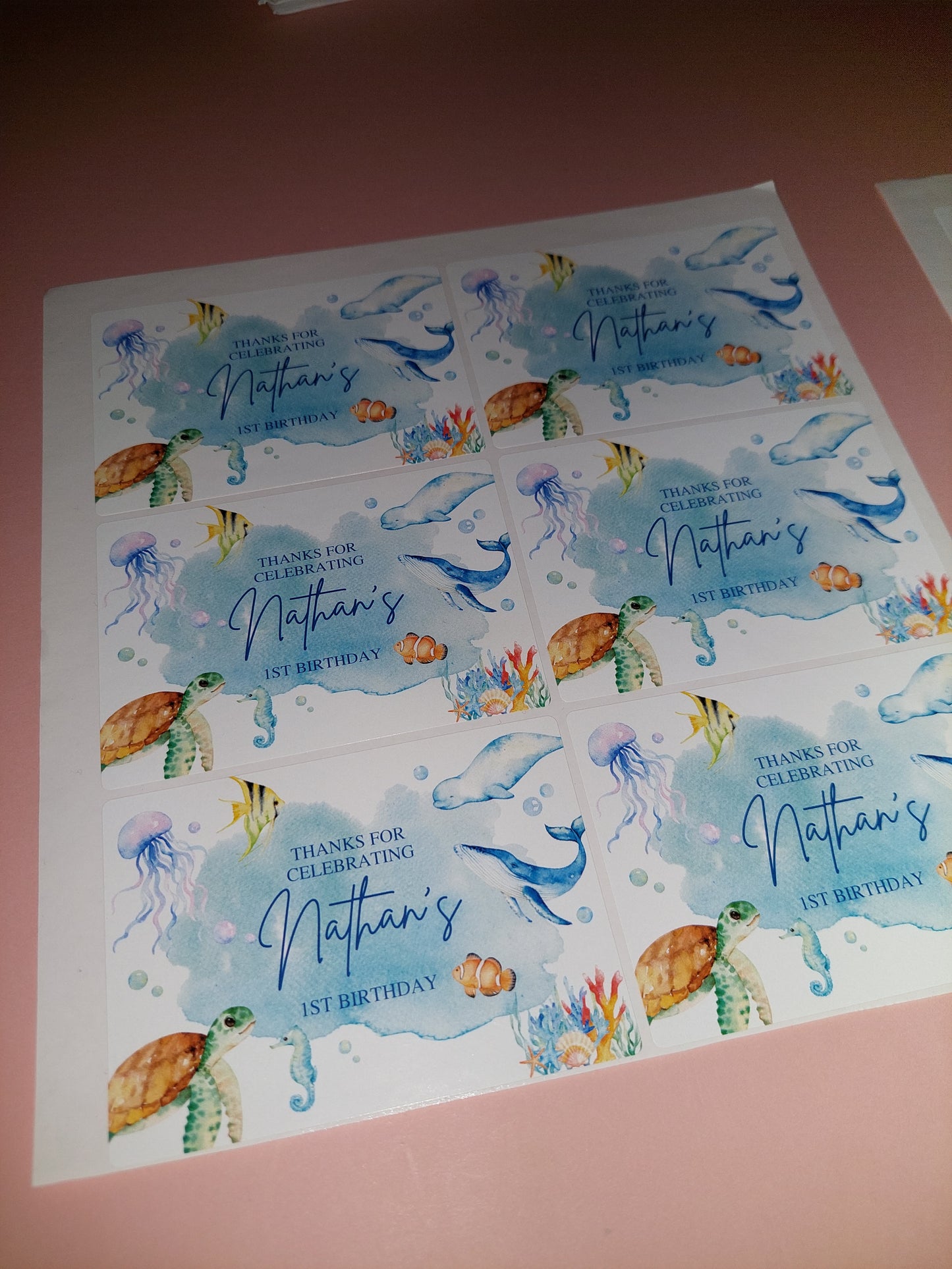 6 x Under Sea Stickers | Nathan's 1st Birthday | SALE ITEM