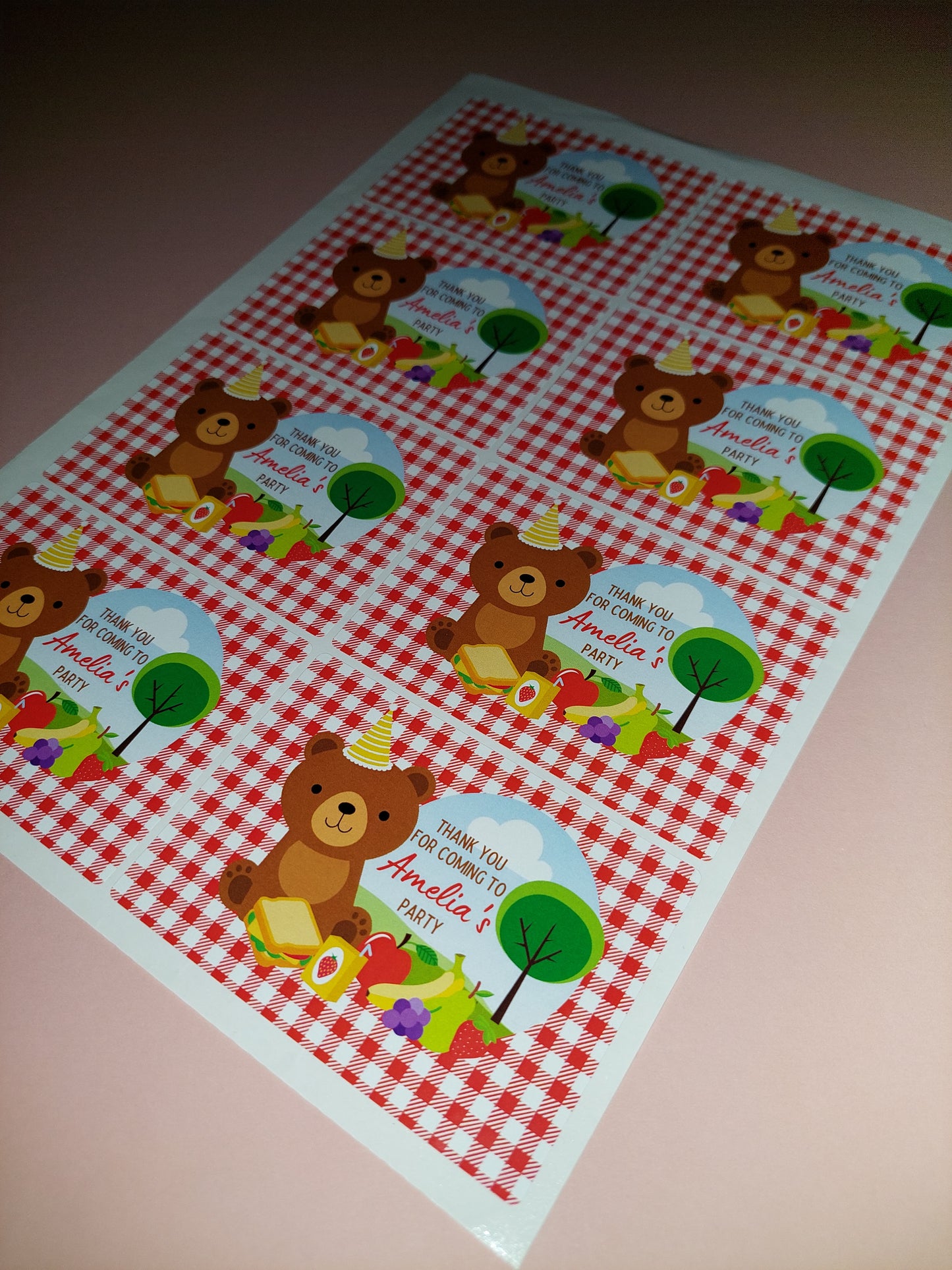 8 x Teddy Bear Picnic Stickers | Amelia's Party | SALE ITEM