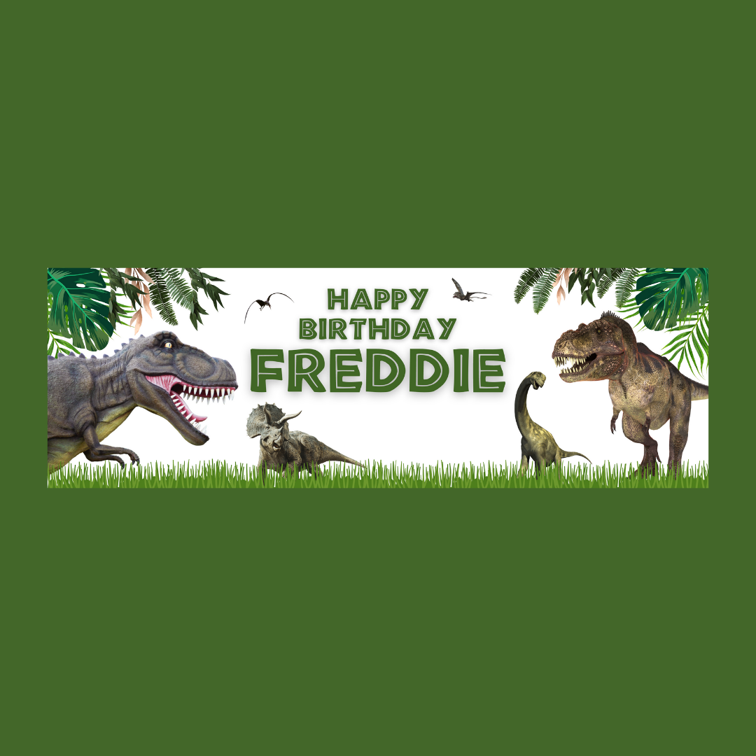Dinosaur Banner | Personalised Dinosaur Birthday Party Banner | Dinosaur Birthday Party Theme | Design 3