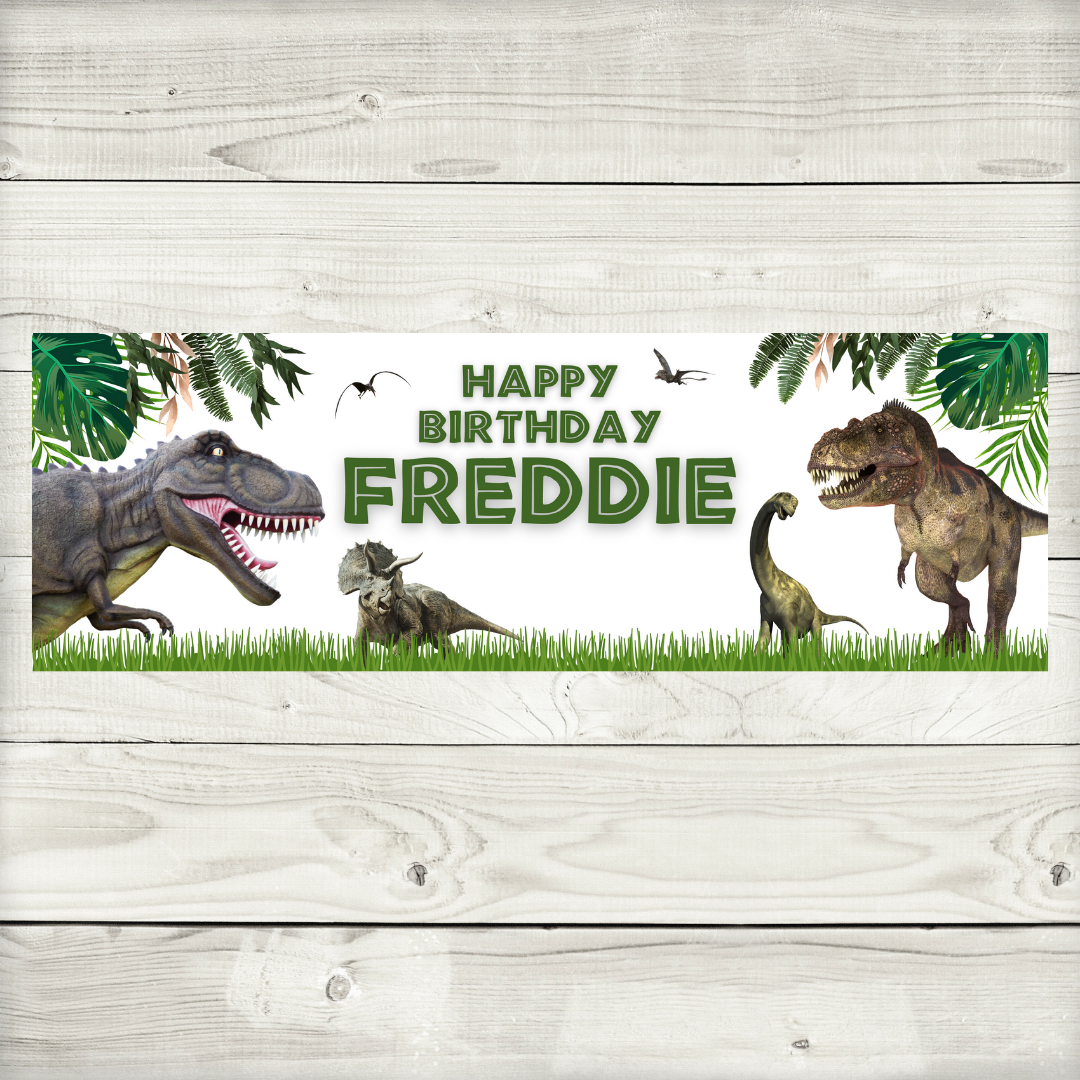 Dinosaur Banner | Personalised Dinosaur Birthday Party Banner | Dinosaur Birthday Party Theme | Design 3