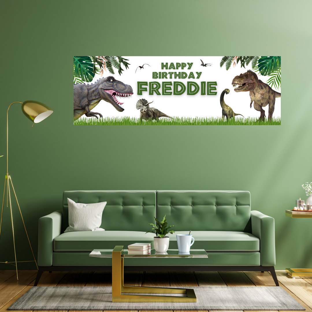 Dinosaur Banner | Personalised Dinosaur Birthday Party Banner | Dinosaur Birthday Party Theme | Design 3
