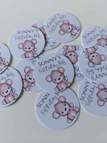 Brown Bear Neutral Confetti | Brown Teddy Bear Confetti | Circle Confetti