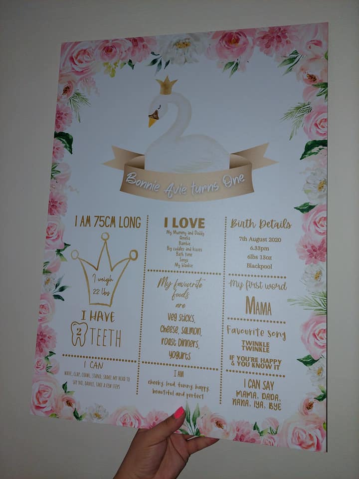 Swan Welcome Board Sign | Personalised Swan First Birthday Board | Birthday Party Sign | First Birthday Party Décor | Pink Swan Party Theme | A4, A3, A2