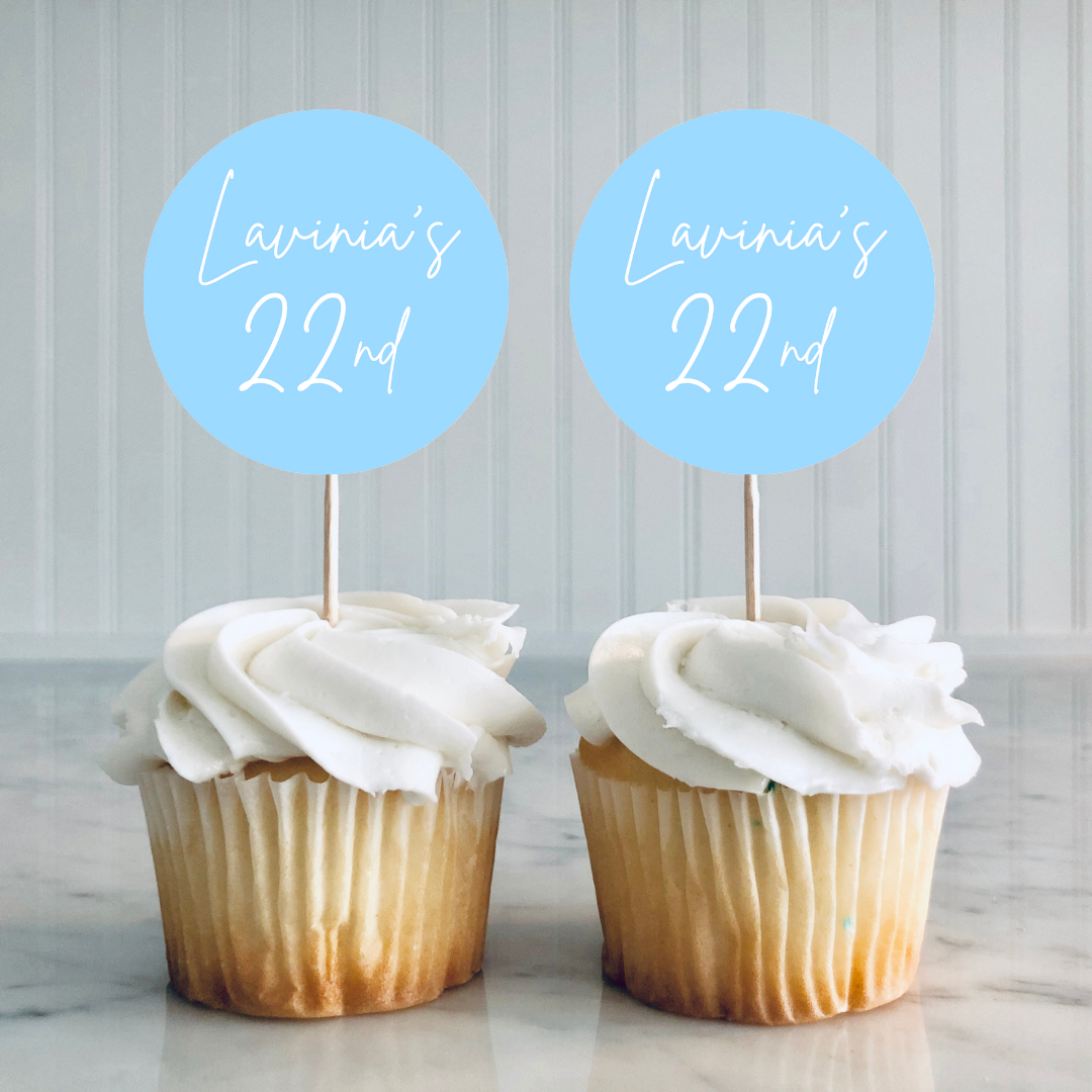 Baby Blue Cupcake Toppers | Event Cupcake Toppers | Party Decorations