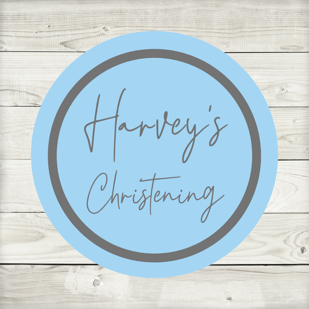 Blue Personalised Christening Stickers | Various Sizes | Event Birthday Party Stickers