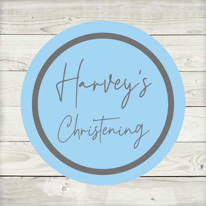 Blue Personalised Christening Stickers | Various Sizes | Event Birthday Party Stickers