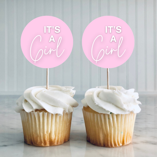 It's A Girl Cupcake Toppers | Baby Shower Cupcake Toppers | Baby Shower Party Decorations