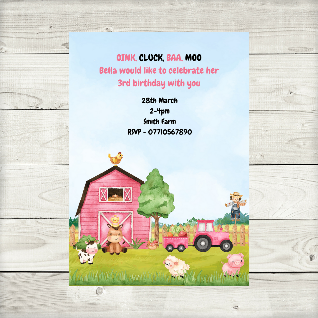 Farm Animal Invitations | A6 Invites | Farm Animal Theme Invitations | Party Invitations